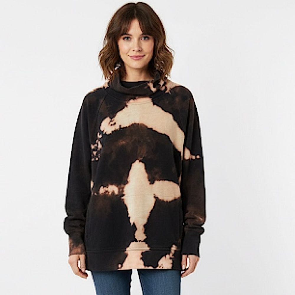 Hand-Dyed Reverse Shibori Tie-Dye Champion Cowl Neck Sweatshirt Size Large